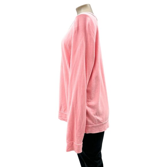 SUNDRY Pink French Terry Scoop Neck Long Sleeve Sweatshirt Made In USA Womens L - Picture 4 of 10